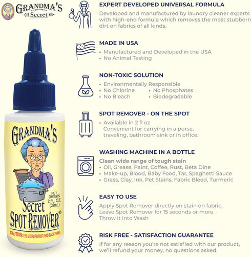 Grandma's Secret Spot Remover - Chlorine, Bleach, Toxin-Free Stain Remover for Clothes - 3 Pack