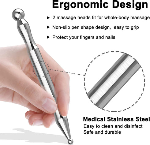 Melonsun Stainless Steel Acupuncture Pen for TMJ Relief, FSA-HSA-Eligible TMJ Massager for Jaw Clenching, Acupressure
