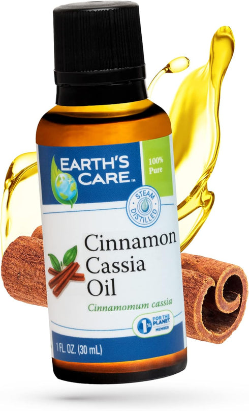 Earth's Care Cinnamon Cassia Oil - 100% Pure Cinnamon Essential Oil for Diffuser - 1 Fl OZ (1 Bottle)