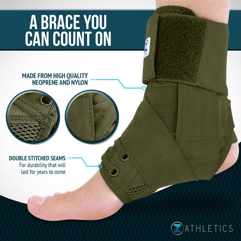 Z ATHLETICS Zenith Ankle Brace, Adjustable Lace Up Support for Running, Basketball, Injury Recovery