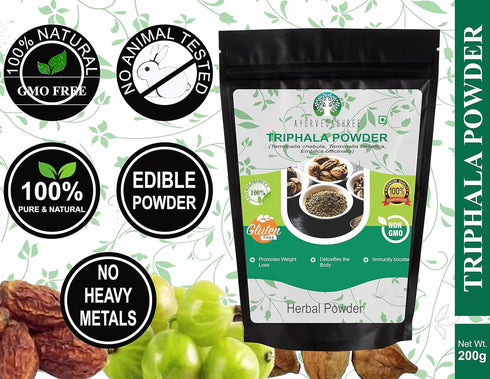 Triphala Powder 100 Gm - Formula of Amla, Haritaki & Bibhitaki, Supports Daily Detoxifying, Cleansing & Rejuvenation,