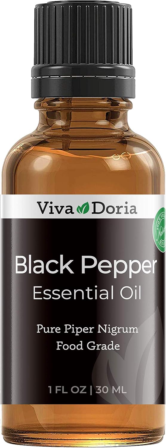Viva Doria 100% Pure Black Pepper Essential Oil - Undiluted, Food Grade - 30 mL (1 Fluid Ounce)