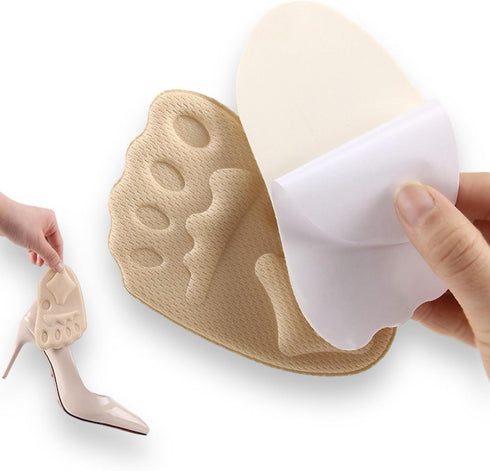 CB 4-Pairs Metatarsal Pads for Shoes, Ball-of-Foot Sponge Cushions Inserts for Foot Pain Relief, Style C-Nude & Black