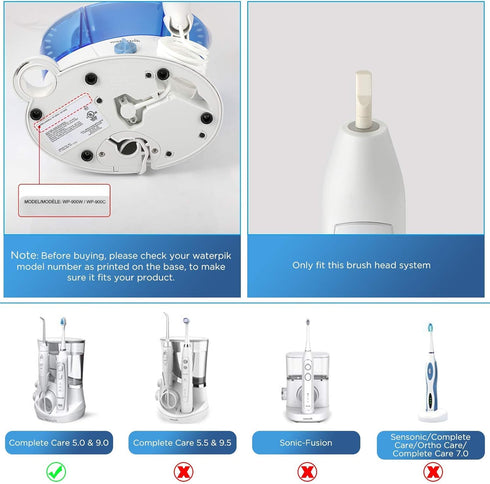 Toothbrush Replacement Heads, 4-Pack, White for Waterpik Complete Care 5.0/9.0 (CC-01/WP-861), STRB-4WW