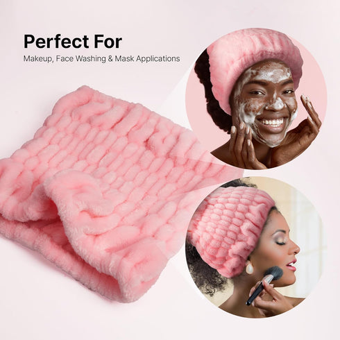 Red by Kiss Extra Wide Spa Headband, Super Absorbent Plush Fleece for Makeup, Skincare, Face Washing, One Size Fits All