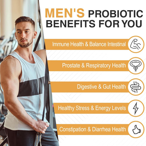 Probiotics for Men, 500 Billion CFUs & 12 Strains with Turmeric, Cranberry, Goji for Digestive, Immune & Bloating