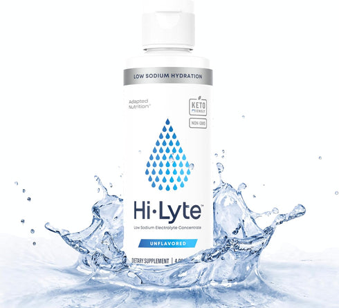 Hi-Lyte Low Sodium Liquid Electrolyte Supplement, 48 Servings | Magnesium, Potassium, Zinc | Unflavored Mineral Taste