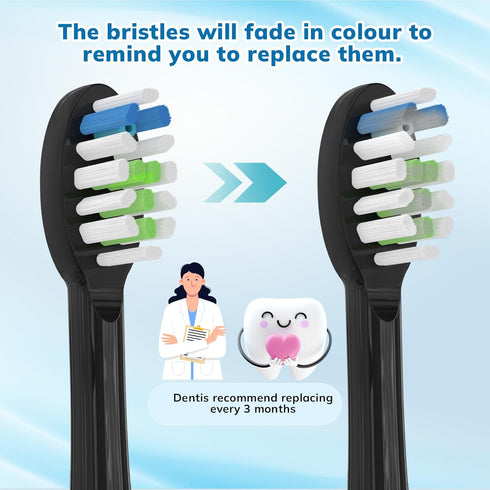 6 Pack Replacement Brush Heads for Waterpik Sonic Fusion Flossing Toothbrush - Compatible with Sonic Fusion