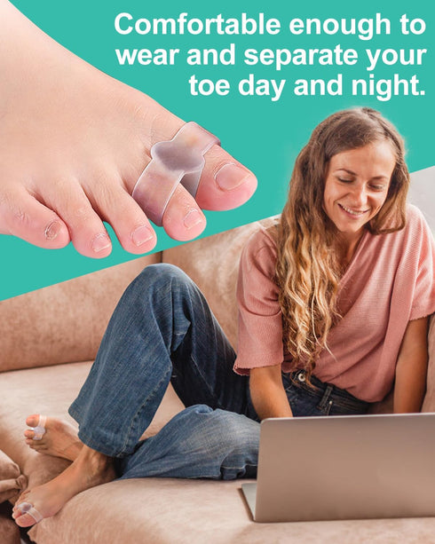 Bunion Toe Corrector (10 Pack), Gel Toe Separators with 2 Loops for Big Toe, Bunion Pain Relief, Hammer Toe
