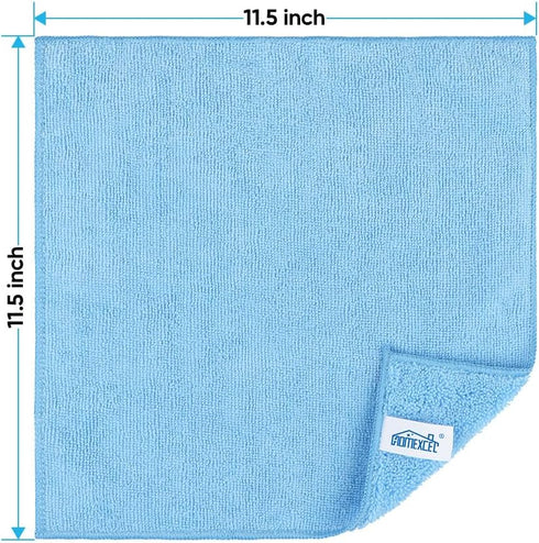 HOMEXCEL 12 Pack Microfiber Cleaning Cloths, Blue Premium Towels, Lint Free, Highly Absorbent, 11.5"X11.5"