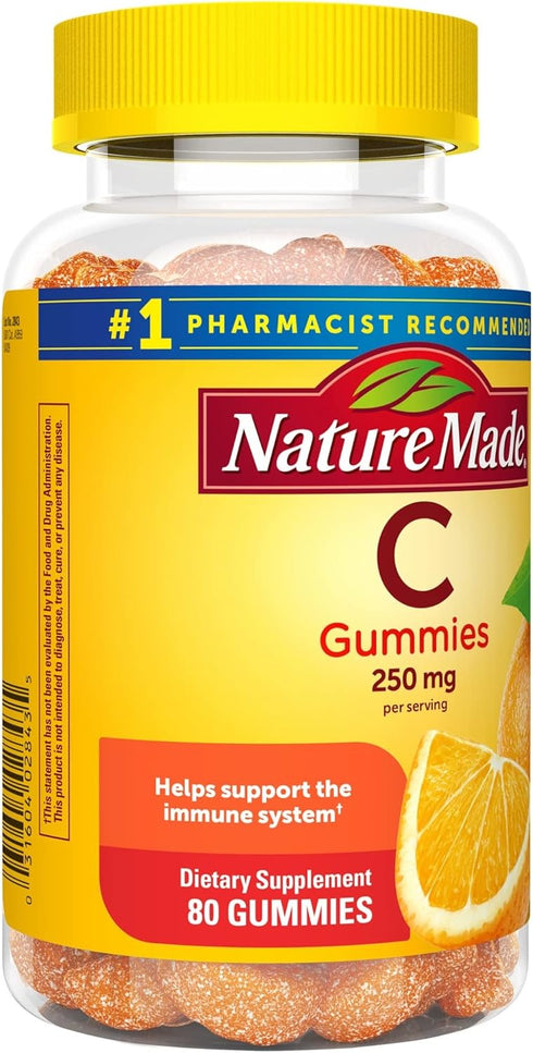 Nature Made Vitamin C 250 mg, Dietary Supplement for Immune Support, 80 Gummies, 40 Day Supply