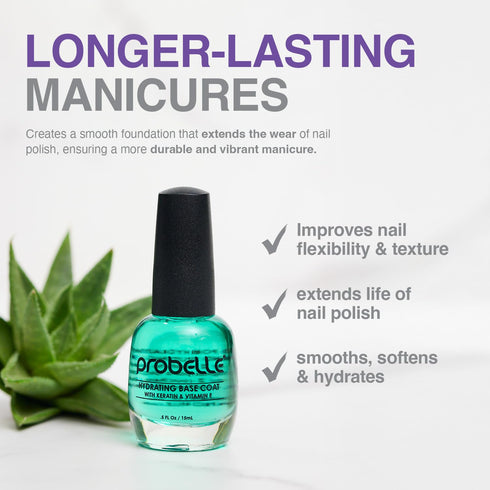 Probelle Hydrating Base Coat for Dry Nails - Instant Moisturizer, Extends Polish Life