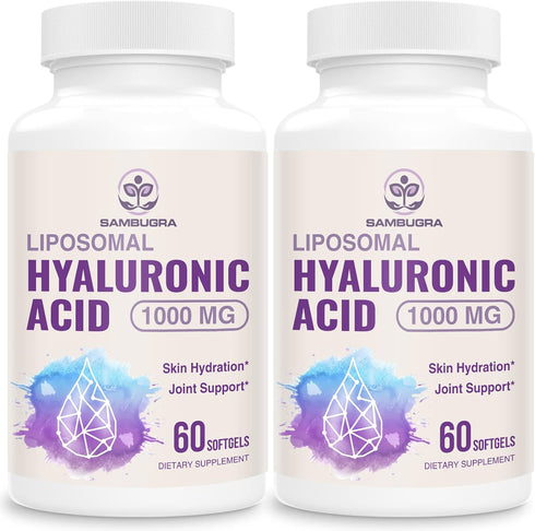 Liposomal Hyaluronic Acid Capsules - 1000mg Hyaluronic Acid Supplements for Skin Hydration and Joint Lubrication, 120