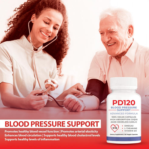 Blood Pressure Support Supplements - Black Garlic Extract with COQ10, 60 Capsules