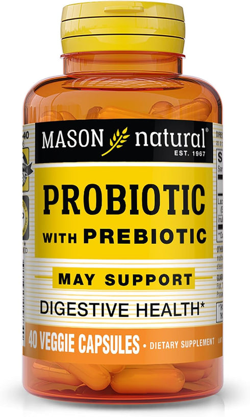 MASON NATURAL Probiotic with Prebiotic, 40 Veggie Caps for Healthy Digestive Function