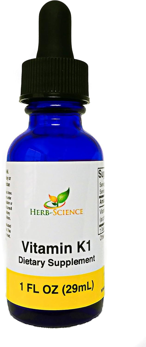 Vitamin K1 Drops - Pure Cold-Processed VIT K1 & Safflower Oil Supplement, 1 Fl oz, 36 Servings