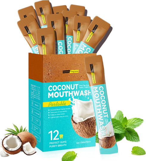 Coconut Mouthwash Travel Size Packets, Individual Portable Mouthwash Alcohol Free, Portable Mouth