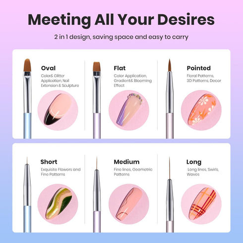 Beetles 3 Pcs Gel Nail Art Brushes Set, Gel Polish Design Pen Painting Tools for DIY Manicure