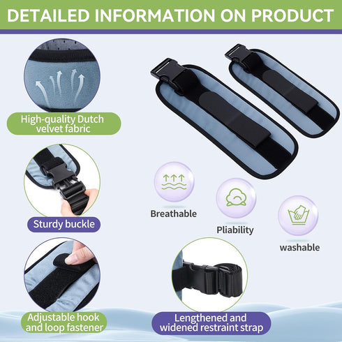 Medical Bed Restraints for Wrists & Ankles, Patient Restraint Band with Adjustable Buckle, Bed Limb Holders Hospital