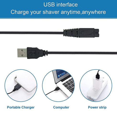 USB Cable for MicroTouch Solo Men's Electric Shaver, 39.4in 5V Replacement Charger Cord