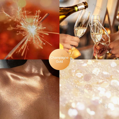 KYDA Highlighter Powder Spray, High Gloss Glitter Makeup for Face and Body, Champagne Gold