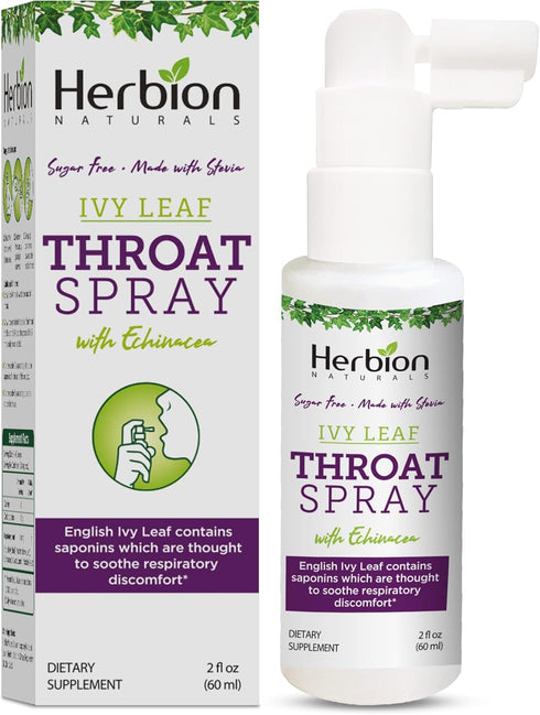 Herbion Naturals Throat Spray, Soothes Respiratory Discomfort with English Ivy, Marshmallow, Echinacea Extracts for