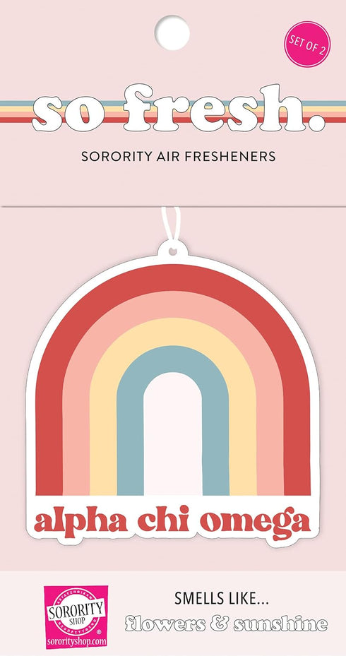 Sorority Shop Alpha Chi Omega Rainbow Air Freshener - 2/Pack, Flowers & Sunshine Scent, Hanging Air Freshener