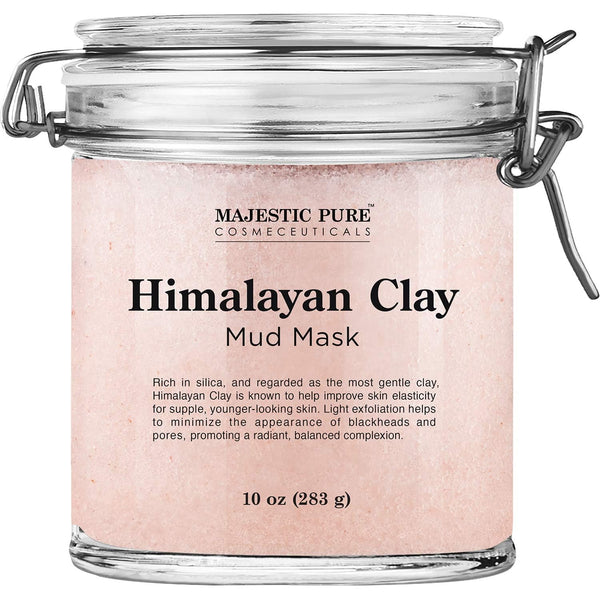 MAJESTIC PURE Himalayan Clay Mud Mask - Exfoliating and Acne Fighting Mask, 10 oz