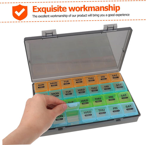 MAGICLULU Portable Pill Organizer - Large Capacity Weekly Dispenser for Travel