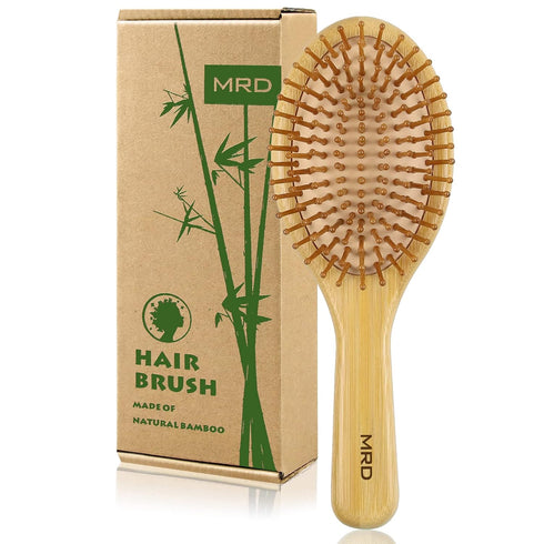 MRD Natural Bamboo Paddle Detangling Hairbrush, Massage Scalp Brush for Thick, Thin, Curly, and Dry Hair
