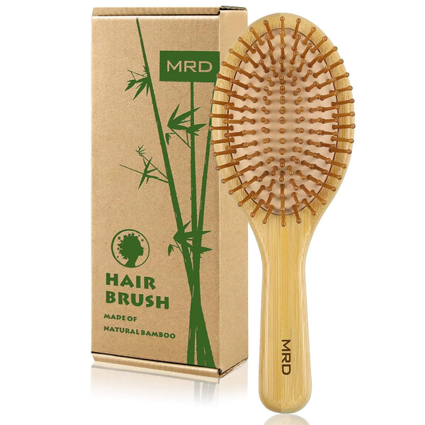 MRD Natural Bamboo Paddle Detangling Hairbrush, Massage Scalp Brush for Thick, Thin, Curly, and Dry Hair
