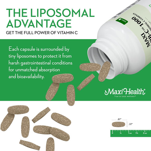 Liposomal Vitamin C - 1000mg Tablets with Digestive Blend, Highly Absorbable High Dose Vitamin C, Non-GMO Kosher