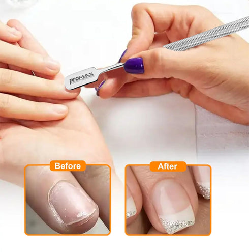 Promax Cuticle Pusher and Cutter, Professional Grade Stainless Steel Remover Tool for Fingernails and Toenails