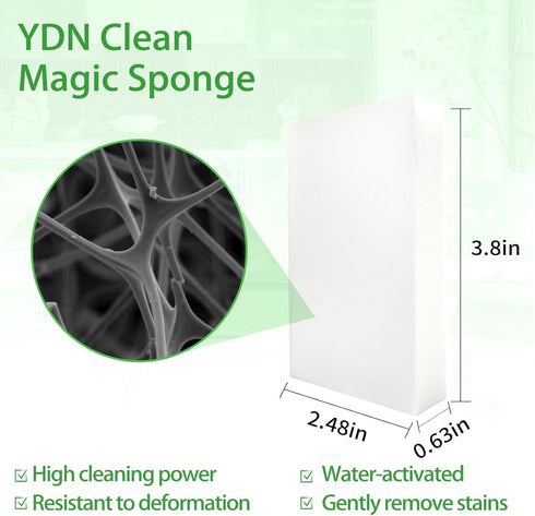 Pack (50) Magic Sponge Erasers, Water-Activated Cleaning Pads Sponge Mop, Bulk Multi-Purpose Melamine Foam Cleaner