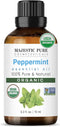 Majestic Pure USDA Organic Peppermint Essential Oil | 100% Pure Mint Oil for Aromatherapy, Skincare & Hair Care | 0.33