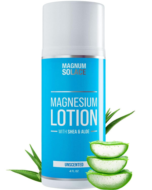 Magnesium Lotion – Super Concentrated – Aloe and Shea for Leg Cramps, Sore Muscles & Joints, Safe for Kids, Made in The