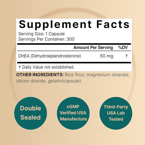 NatureBell DHEA 50mg, 300 Capsules | Micronized Grade for Better Absorption – Plant-Based DHEA Source – Supports Energy Levels & Healthy Aging for Men and Women – Non-GMO