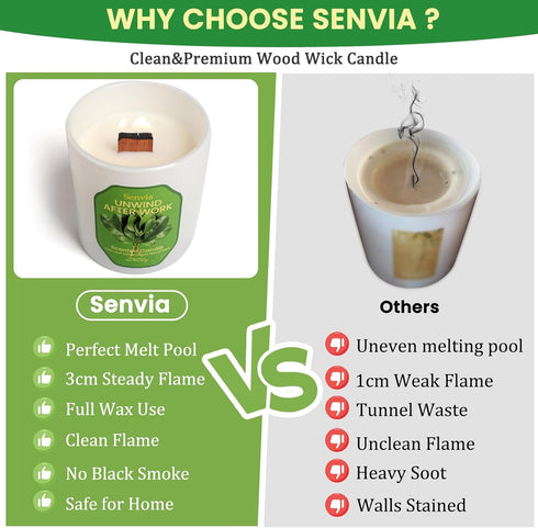 Senvia Crackling Wood Wick Candle, Non Toxic Clean Citrus Scented Candle, Long Lasting Strong Scent for Small to Medium
