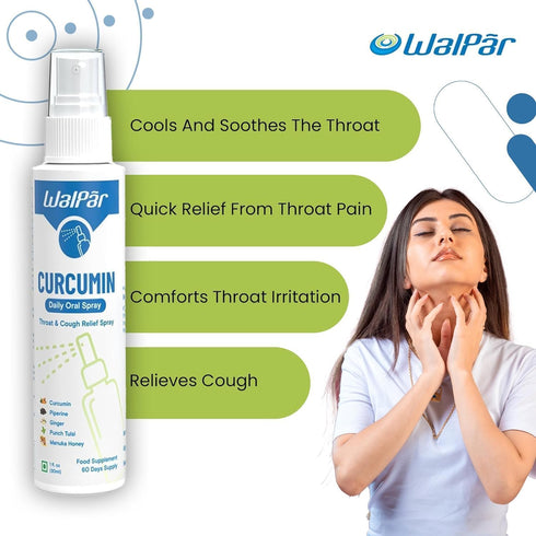 Curcumin Oral Spray, Natural Blend with Curcumin, Piperine, Ginger Extract, Tulsi, Manuka Honey, 30ml