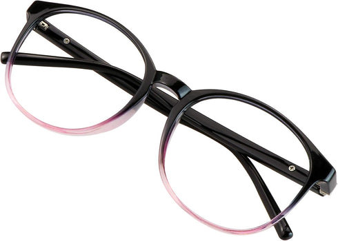 VisionGlobal Blue Light Blocking Glasses for Women/Men, Anti Eyestrain Stylish Oval Frame, Anti Glare (Black Purple,