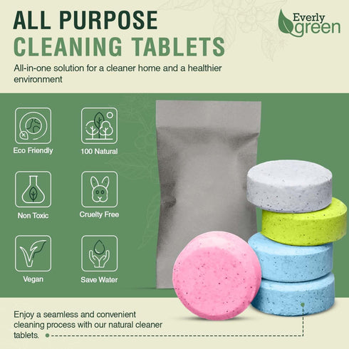 All Purpose Cleaner Tablets – Family Pack – Eco-Friendly Natural Kitchen Cleaner, Glass, Bathroom & Water Stain Remover