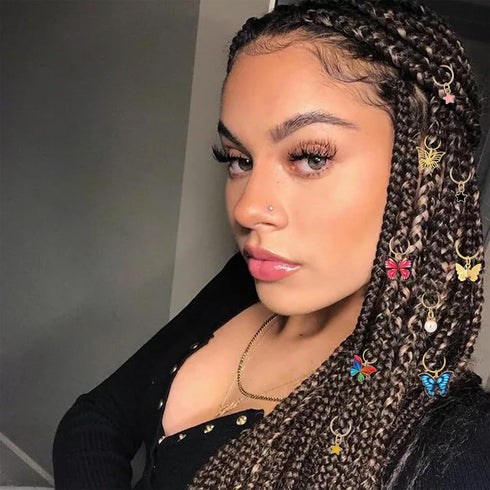 Qianyu 20 Pcs Gold Butterfly Hair Clips, Colorful Spring Hair Jewelry, Dreadlock Accessories, No Slip Braid Clips for