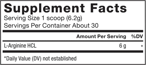 FORCE FACTOR L Arginine HCL, 6000mg Powder, Unflavored, 30 Servings, Nitric Oxide Supplement for Blood Flow