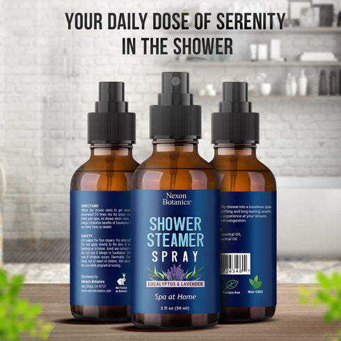 Nexon Botanics Eucalyptus & Lavender Shower Steamer Spray, 2 fl oz - Aromatherapy, Mood Enhancer, Instant Deodorizer