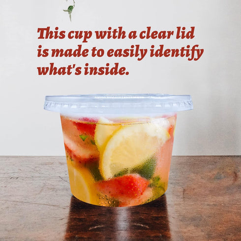 Qinsihwn 50 Pack 8 OZ Disposable Plastic Cups with Lids,Clear Portion Cups with Flat Lids,Disposable Clear Ice Cream