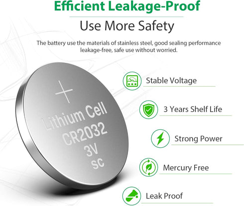 LiCB CR2032 Battery - Long-Lasting & High Capacity 3 Volt Coin & Button Cell (5-Pack)