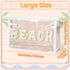 Preppy Patch Cosmetic Bag - Summer BEACH Chenille Varsity Letter Toiletry Bag Transparent PVC Zipper Makeup Bag Waterproof Portable Travel Beach Bag for Women Girls(White Beach White)