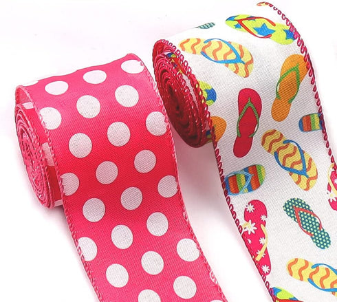 2pcs Summer Fabric Ribbons, Summer Slippers Ribbons for Party Gift Wrapping, Outdoor Hanging Decoration Supplies
