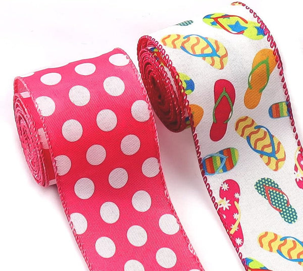 2pcs Summer Fabric Ribbons, Summer Slippers Ribbons for Party Gift Wrapping, Outdoor Hanging Decoration Supplies
