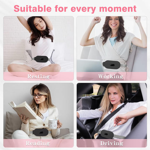 Portable Cordless Heating Pad for Cramps, 6 Heat Levels & Massage Modes, Black Heating Pad for Back Pain Relief